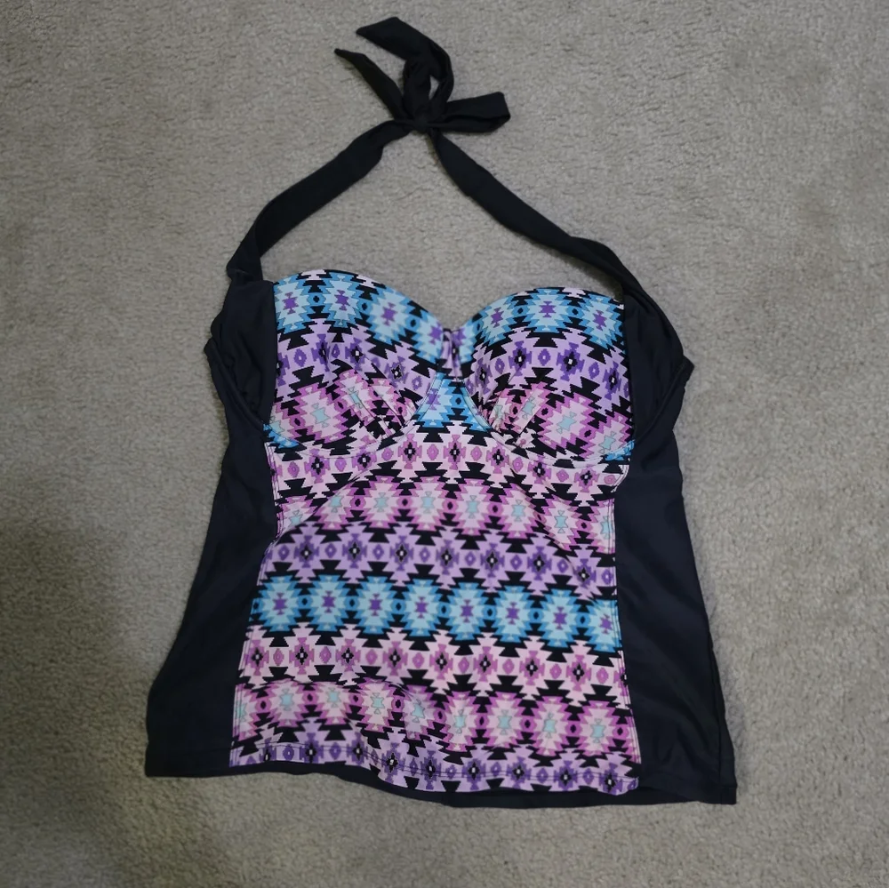 Multicolor Halter Swimsuit Top - Picture 1 of 4